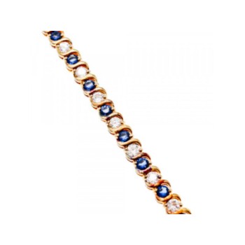 925 Sterling Silver Gold Plated Blue & White CZ Bracelet