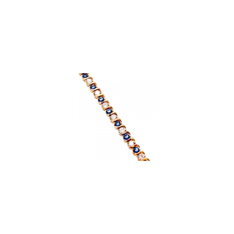 925 Sterling Silver Gold Plated Blue & White CZ Bracelet