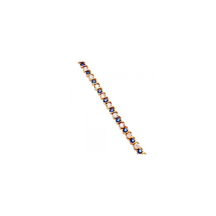 925 Sterling Silver Gold Plated Blue & White CZ Bracelet