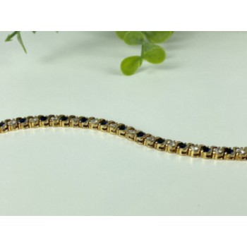 925 Sterling Silver Gold Plated Blue & White CZ Bracelet