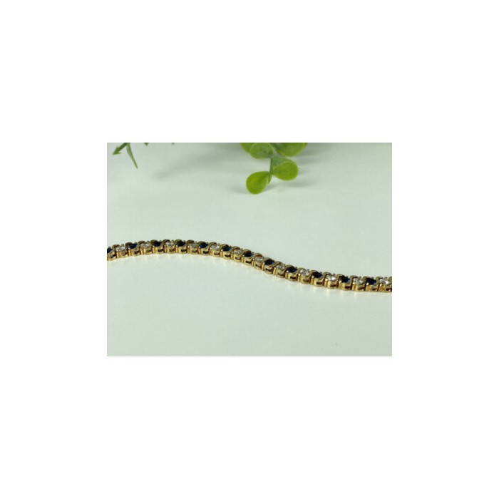 925 Sterling Silver Gold Plated Blue & White CZ Bracelet