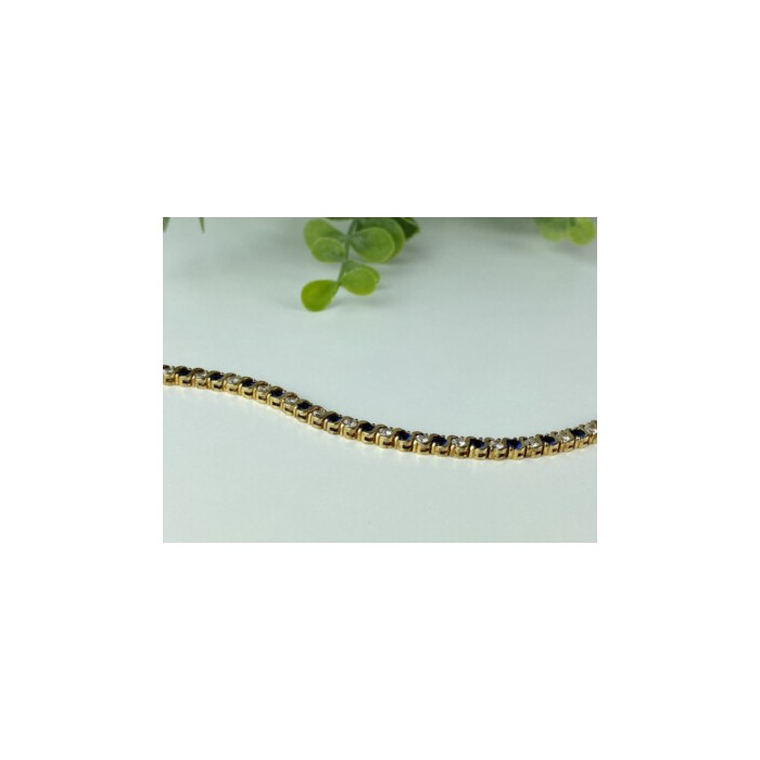 925 Sterling Silver Gold Plated Blue & White CZ Bracelet