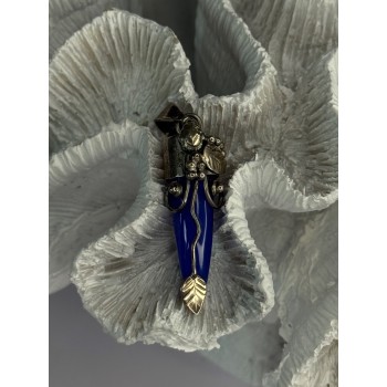 925 Sterling Silver Blue Quartz Ornament Pendant Length 2 Inch