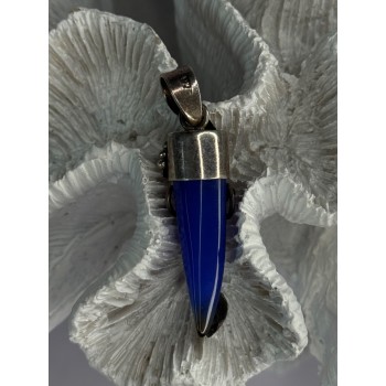 925 Sterling Silver Blue Quartz Ornament Pendant Length 2 Inch