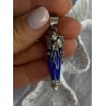 925 Sterling Silver Blue Quartz Ornament Pendant Length 2 Inch