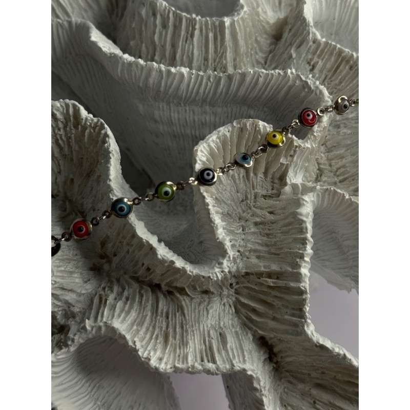 925 Sterling Silver Evil Eye Bracelet Multi Color Length 7.5