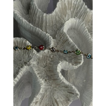 925 Sterling Silver Evil Eye Bracelet Multi Color Length 7.5