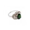 925 Sterling Silver Emerald & White Quartz Ring Size 5.5