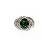 925 Sterling Silver Emerald & White Quartz Ring Size 5.5