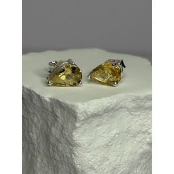 925 Sterling Silver Citrine Earrings Length 0.4 Inch
