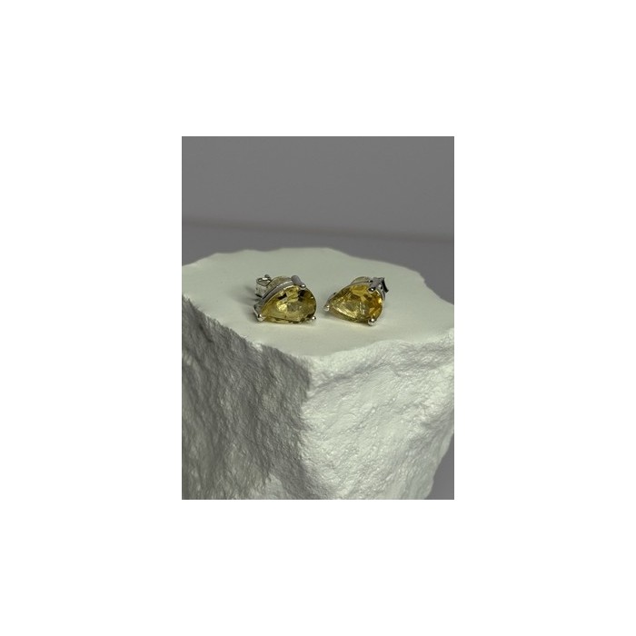 925 Sterling Silver Citrine Earrings Length 0.4 Inch