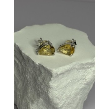 925 Sterling Silver Citrine Earrings Length 0.4 Inch