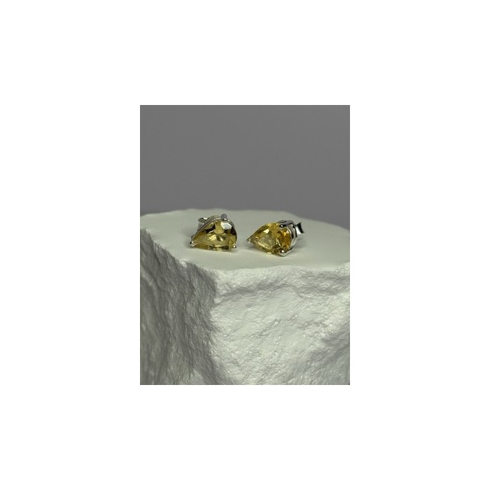 925 Sterling Silver Citrine Earrings Length 0.4 Inch