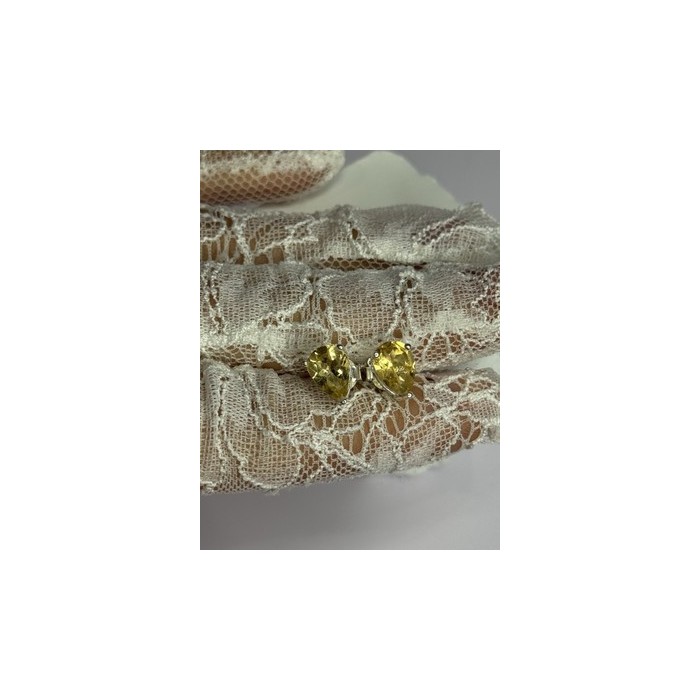 925 Sterling Silver Citrine Earrings Length 0.4 Inch