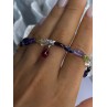 925 Sterling Silver Multi Color Gemstones Bracelet Length 7.5