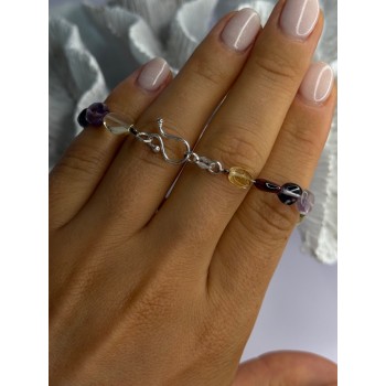 925 Sterling Silver Multi Color Gemstones Bracelet Length 7.5