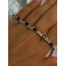 925 Sterling Silver Garnet & Beryl Bracelet Length 7