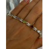 925 Sterling Silver Gold Plated Multi Color Gemstones Bracelet Length 7.5