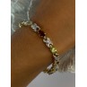 925 Sterling Silver Gold Plated Multi Color Gemstones Bracelet Length 7.5