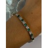 925 Sterling Silver 14K Gold Plated Emerald & Beryl Bracelet Length 7.5