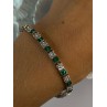 925 Sterling Silver 14K Gold Plated Emerald & Beryl Bracelet Length 7.5