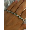 925 Sterling Silver 14K Gold Plated Emerald & Beryl Bracelet Length 7.5