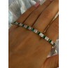 925 Sterling Silver 14K Gold Plated Emerald & Beryl Bracelet Length 7.5