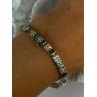 925 Sterling Silver 14K Gold Plated Emerald & Beryl Bracelet Length 7.5