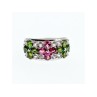 925 Sterling Silver Emerald, Pink Topaz & Goshenite 
