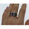 925 Sterling Silver Emerald, Pink Topaz & Goshenite 