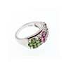 925 Sterling Silver Emerald, Pink Topaz & Goshenite 