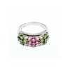 925 Sterling Silver Emerald, Pink Topaz & Goshenite 