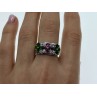 925 Sterling Silver Emerald, Pink Topaz & Goshenite 