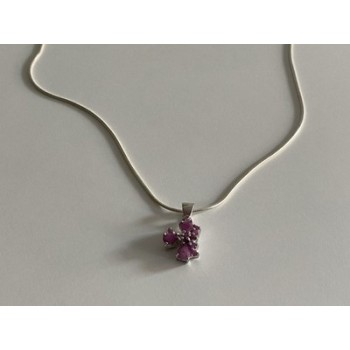 925 Sterling Silver Pink Spinel Chain with Pendant Italy