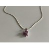 925 Sterling Silver Pink Spinel Chain with Pendant Italy