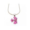 925 Sterling Silver Pink Spinel Chain with Pendant Italy