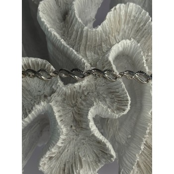 925 Sterling Silver Blue Spinel & Diamond Bracelet Length 7