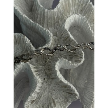 925 Sterling Silver Blue Spinel & Diamond Bracelet Length 7