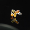 925 Sterling Silver Amber Ring Size 10