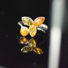 925 Sterling Silver Amber Ring Size 10