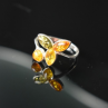 925 Sterling Silver Amber Ring Size 10