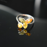 925 Sterling Silver Amber Ring Size 10