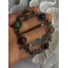 Vintage 925 Sterling Silver Multi Color Stones Bracelet Lenght 8