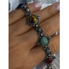 Vintage 925 Sterling Silver Multi Color Stones Bracelet Lenght 8