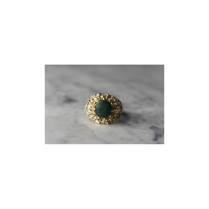 Vintage 925 Sterling Silver Malachite Ring Size 5.5
