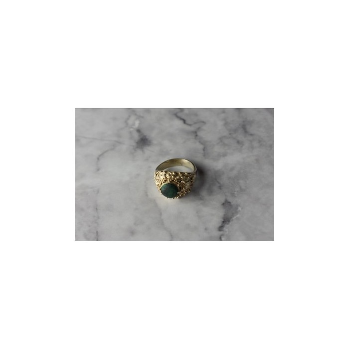 Vintage 925 Sterling Silver Malachite Ring Size 5.5