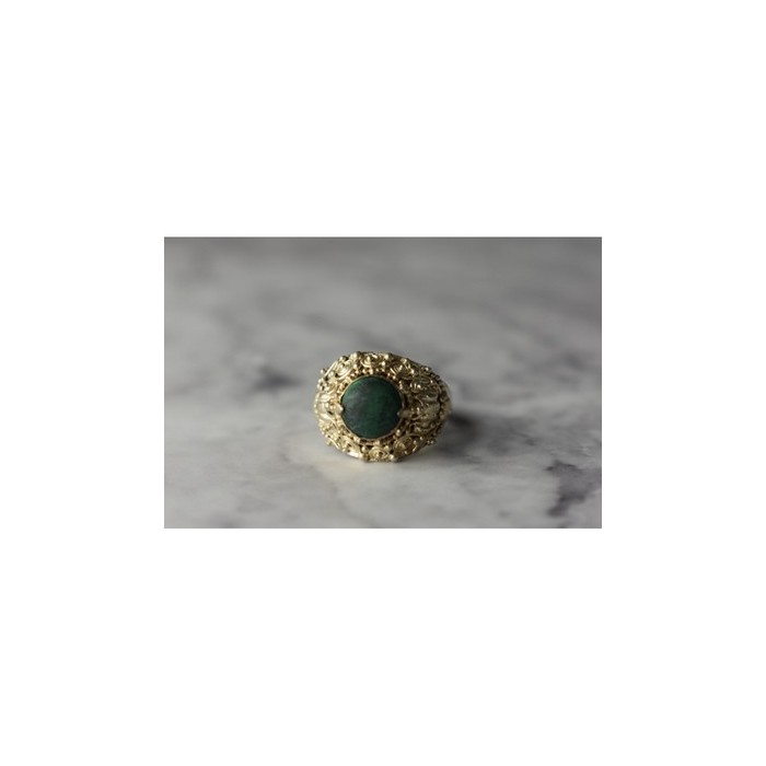 Vintage 925 Sterling Silver Malachite Ring Size 5.5