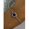 925 Sterling Silver Sapphire & Cz Bracelet Sizable