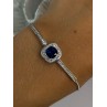 925 Sterling Silver Sapphire & Cz Bracelet Sizable