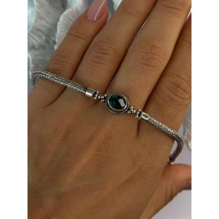 925 Sterling Silver Emerald Bracelet Length 7/7.5